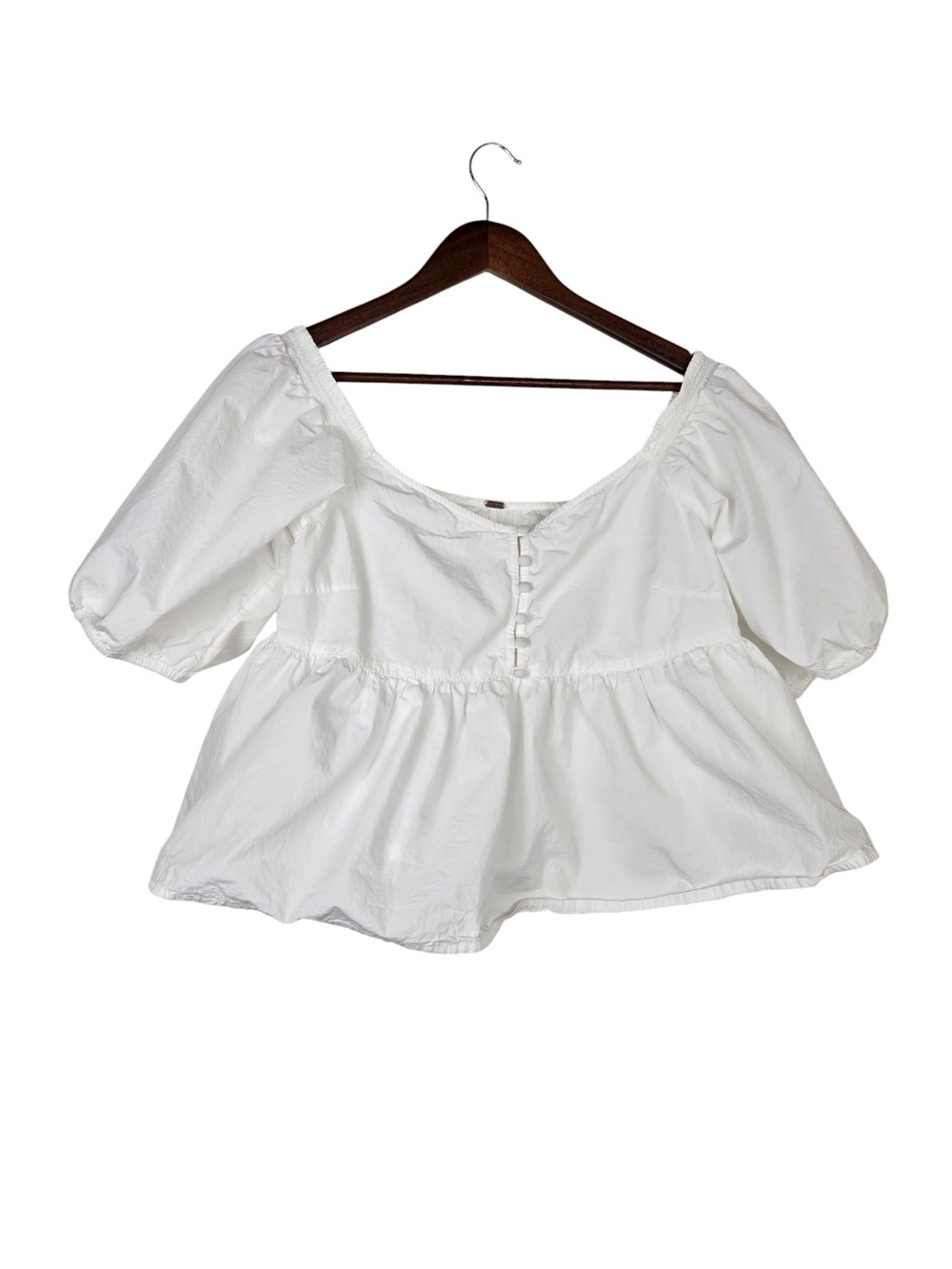 Free People Veronica Sweetheart Peplum Blouse White Top SZ M - Picture 5 of 9